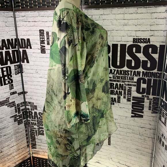 Live and Let Live Green Sheer Draped Overlay Top - Picture 3 of 6